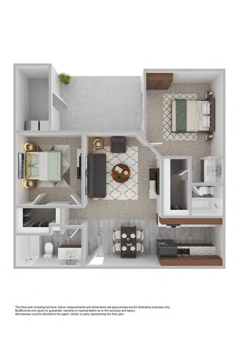 Floor plan for 2 beds, 2 baths, 900 sqft